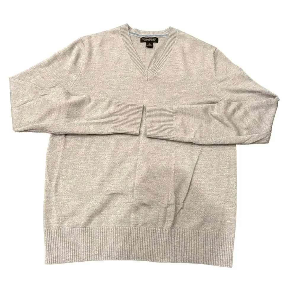 Bundle 2 Banana Republic Men's V-Neck Extra Fine Merino Wool Sweaters Size M